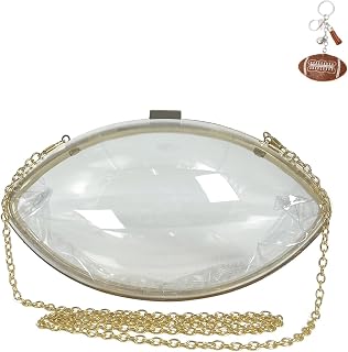 Clear Football Purse Transparent Clear Football Bag with Charm See Thru Stadium Sports Crossbody Bag Game Day