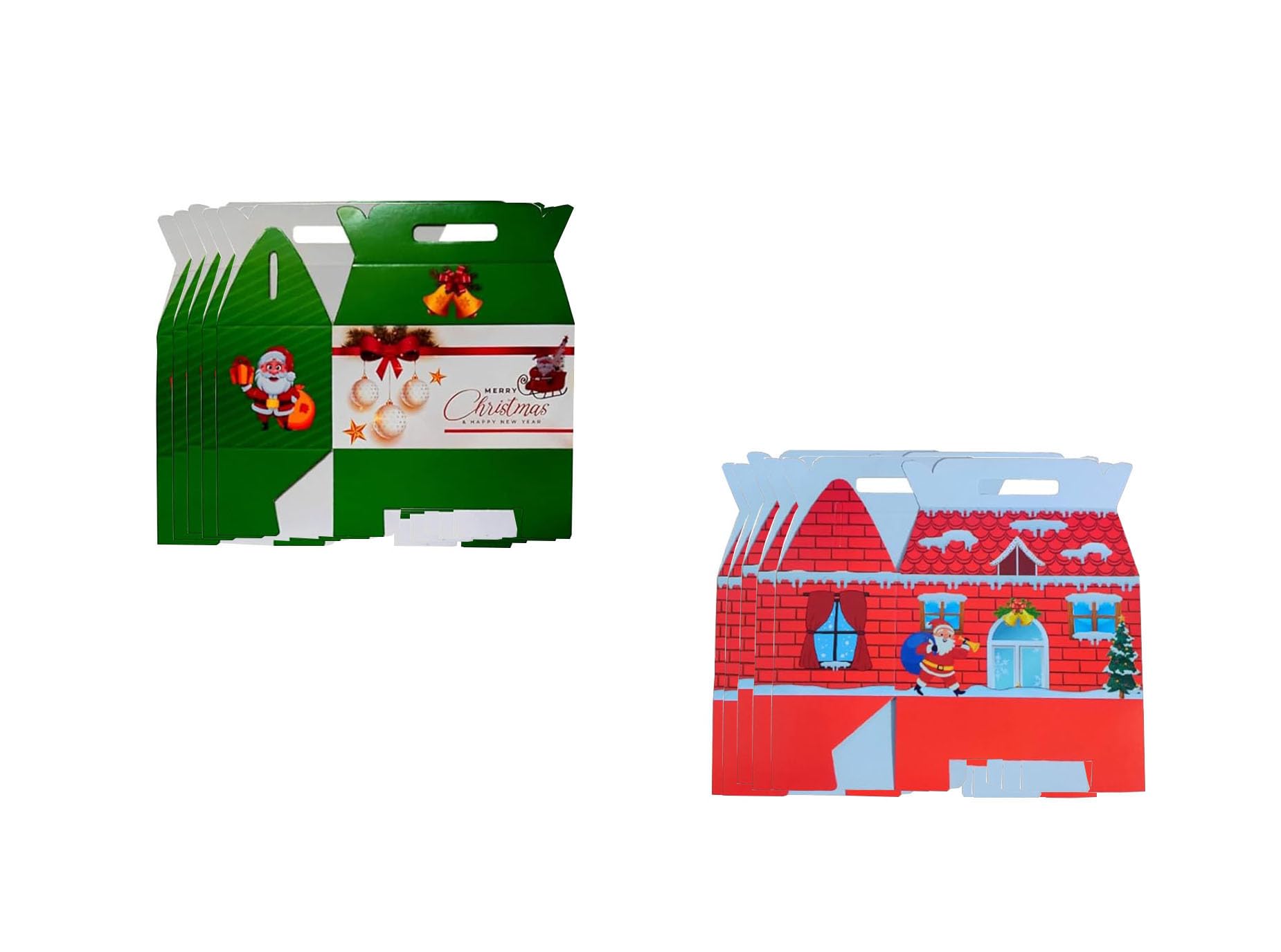 Holy Merry Christmas Santa Candy Gift Empty packing Kraft Paper Boxes For Cake, Choclates With Handle X’mas Gift Box