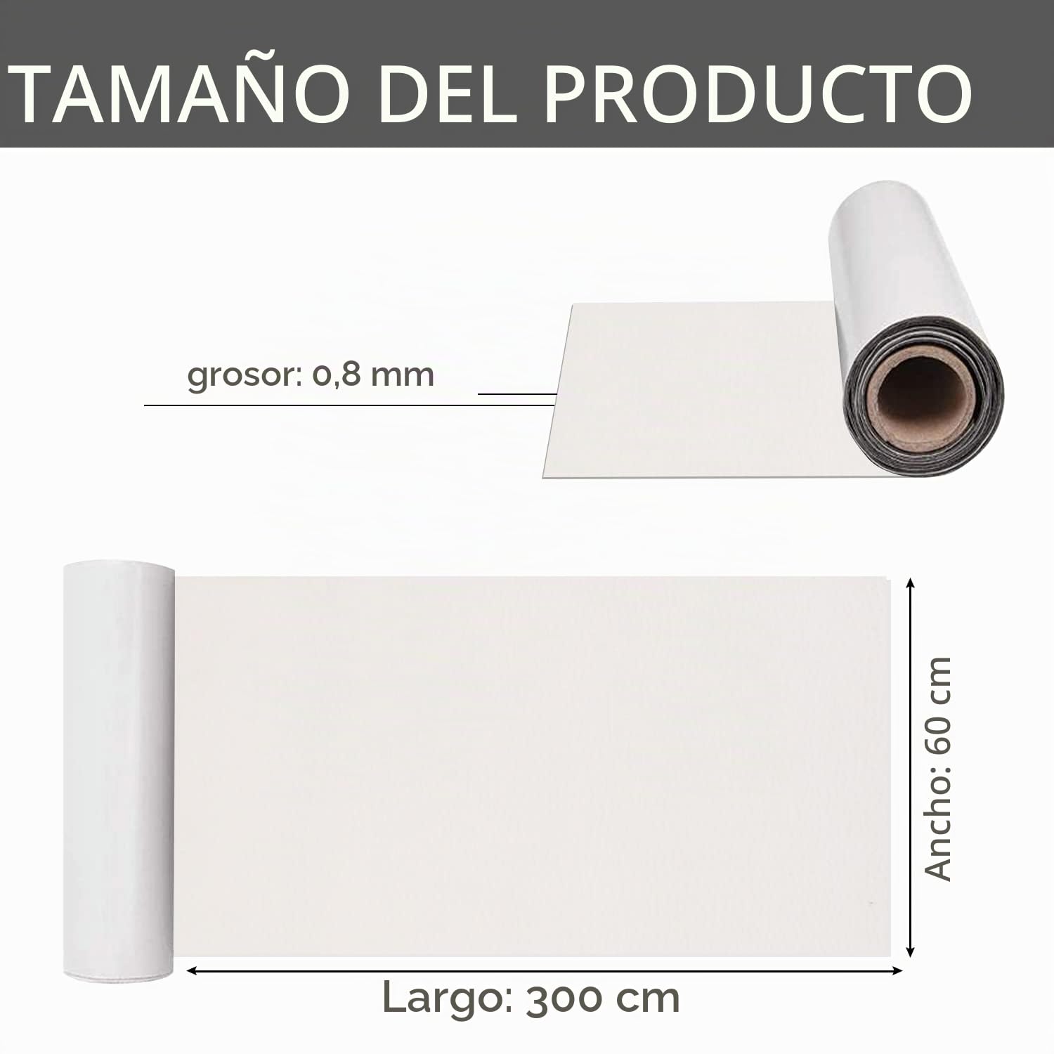 Cuero Adhesivo, Polipiel Adhesiva, Parches para Polipiel, Piel para tapizar, Parche de Cuero Autoadhesivo 60 x 300 cm, para Sofa, Silla de oficina, Muebles, Asientos de Coche, Blanco