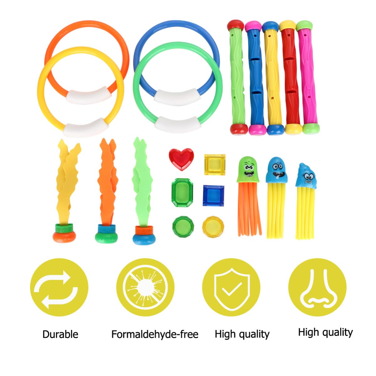 Jouets de Plongée Piscine 21 Pièces pour Garçon et Fille, Anneaux et Bâtons