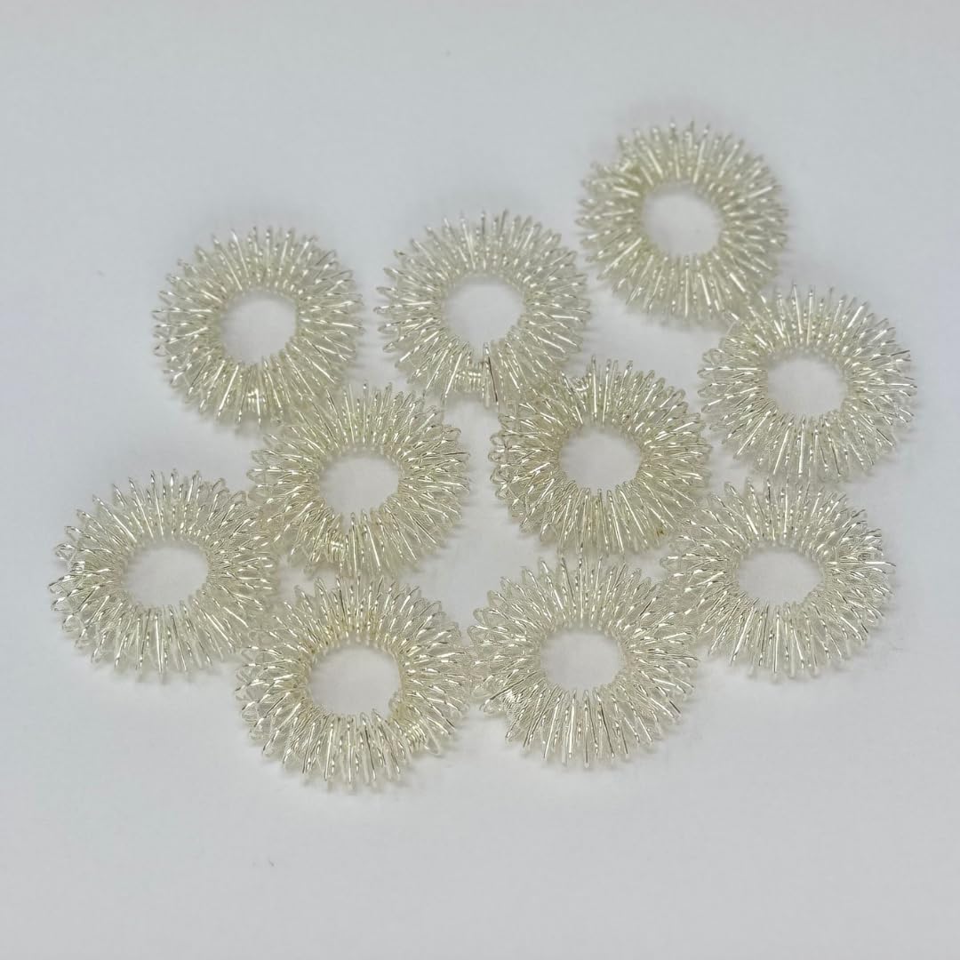 ATC Handels GmbH Anillos de masaje de dedos en oro o plata para los dedos, dedos de los pies, de acero para muelles para momentos individuales de bienestar, relajación (plata y oro, 10 unidades cada