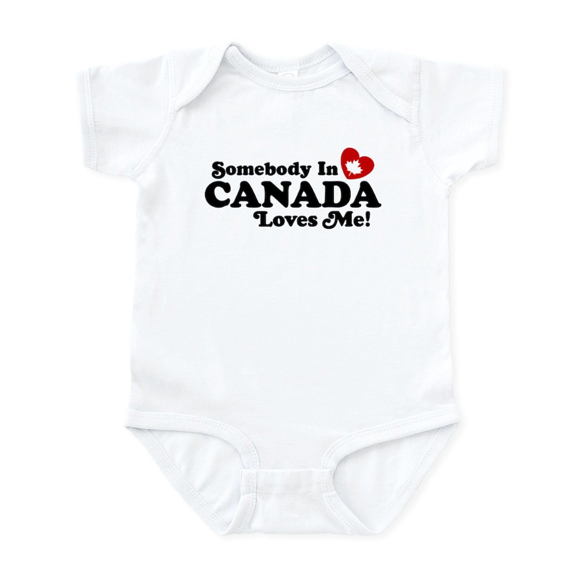 CafePress Somebody in Canada Loves Me Infant Bodysuit Cute Infant Bodysuit Baby Romper Cloud White