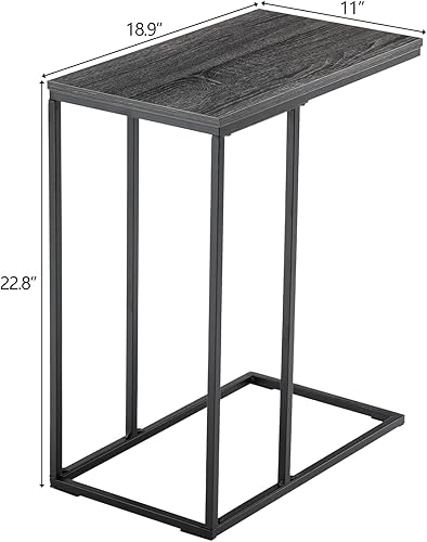 Miniatura 3 de Kcelarec Mesa auxiliar en forma de C, mesa auxiliar estrecha con marco de metal para sofá y cama, mesa de bandeja de TV, 19 pulgadas de ancho x 11