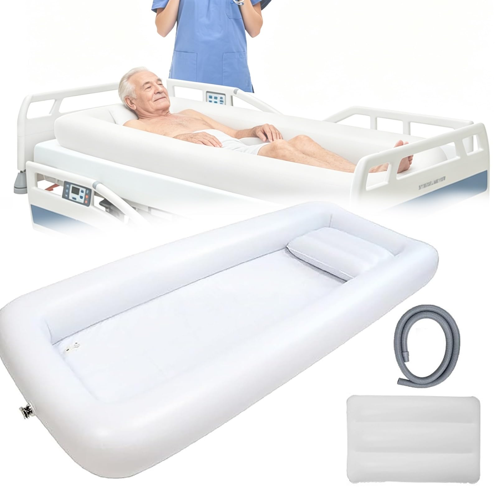 Heavy-Duty Inflatable Bath Tubs for Adult & Elderly - Portable Inflatable Bathtub for Disabled Seniors Handicapped, Leakproof Design with Drain Hose Included