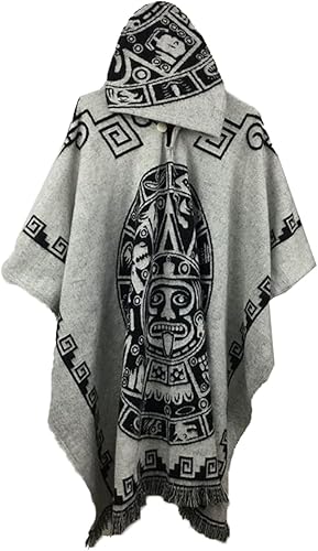 Poncho mexicano sarape con capucha para hombres, estilo vintage, azteca, hippie, a rayas, occidental, manta poncho suéter sin mangas, disfraz de capa