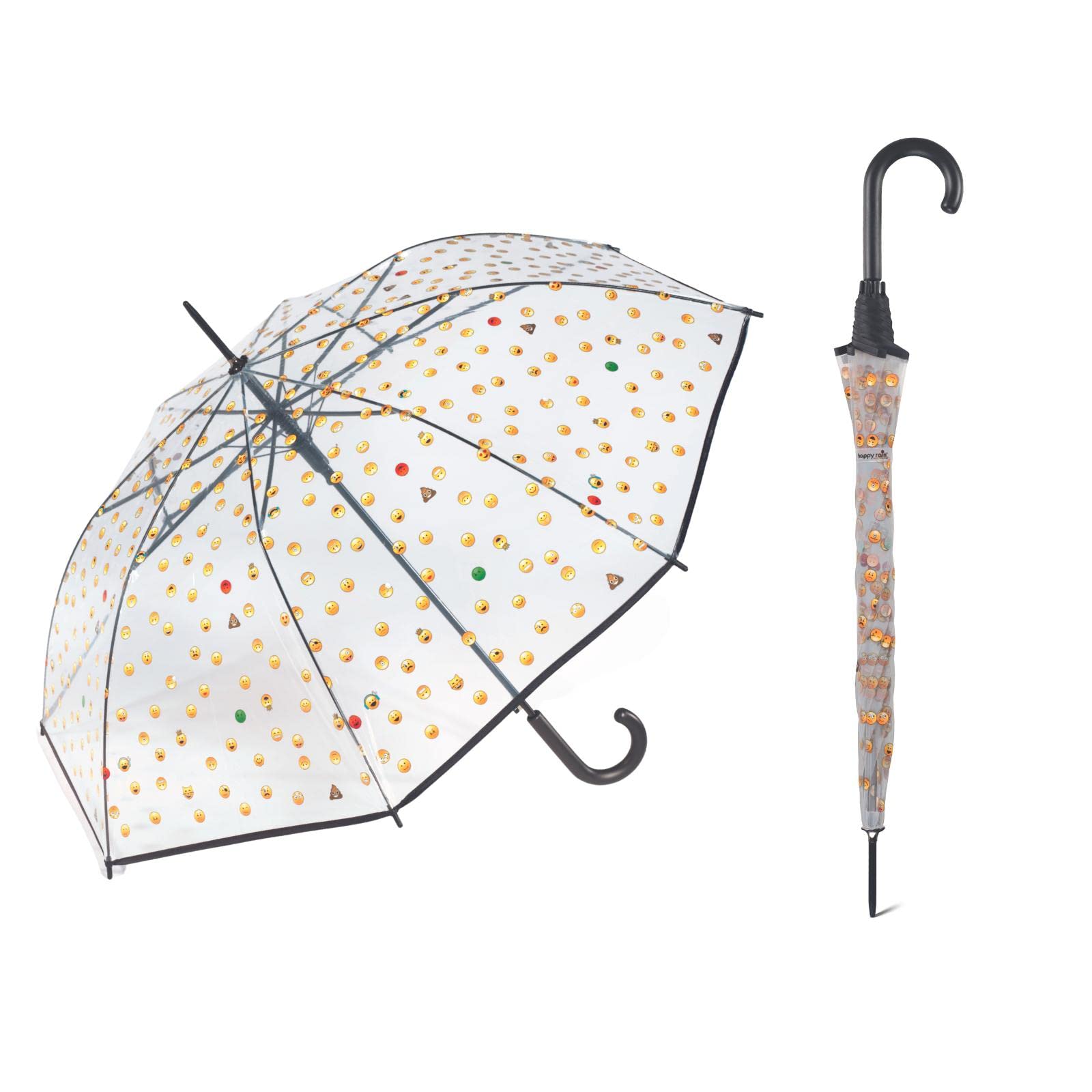 happy rain Essentials Emoticons Transparent Long AC parasol 86 cm przezroczysty czerwony