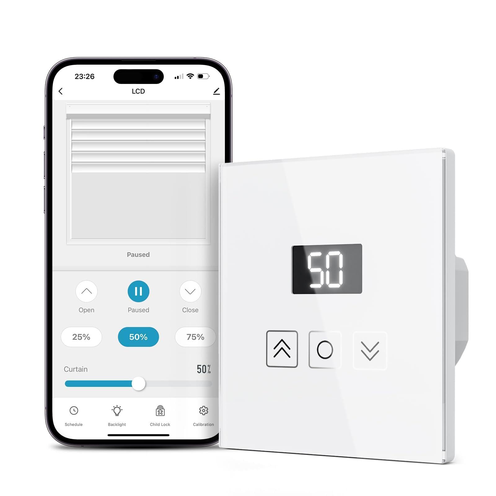 Interruttore intelligente per tapparelle con indicatore di percentuale, interruttore per tapparelle con schermo LCD, controllo per tapparelle funziona con Alexa/Google Assistant/Siri