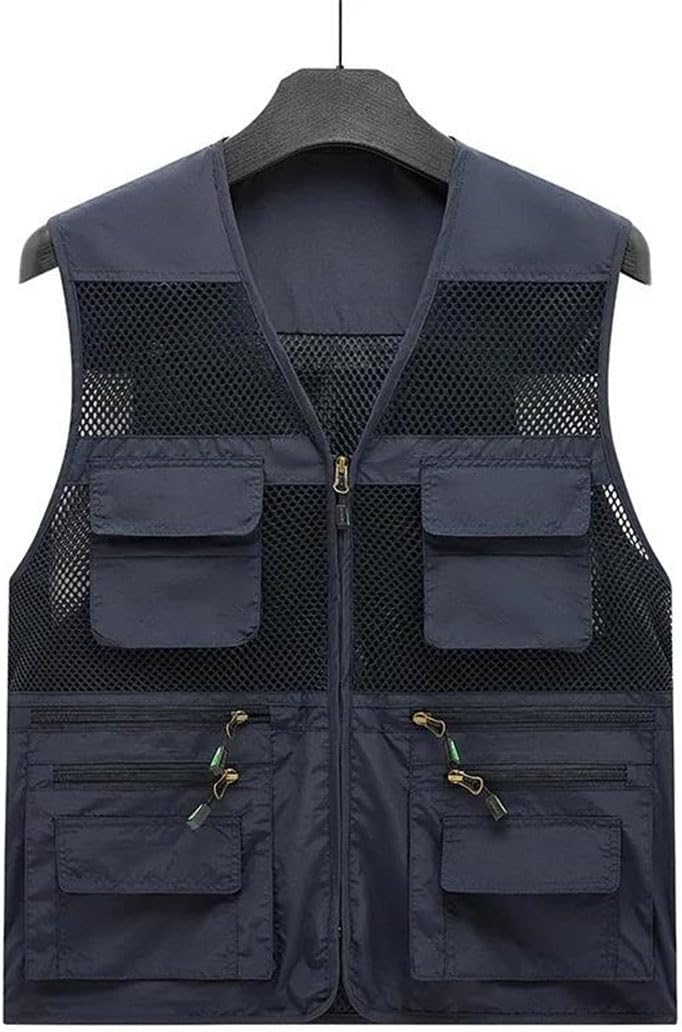 Men's Plus Size Outdoor Sheer Breathable Multi Pocket Sun Protection Fishing Vest