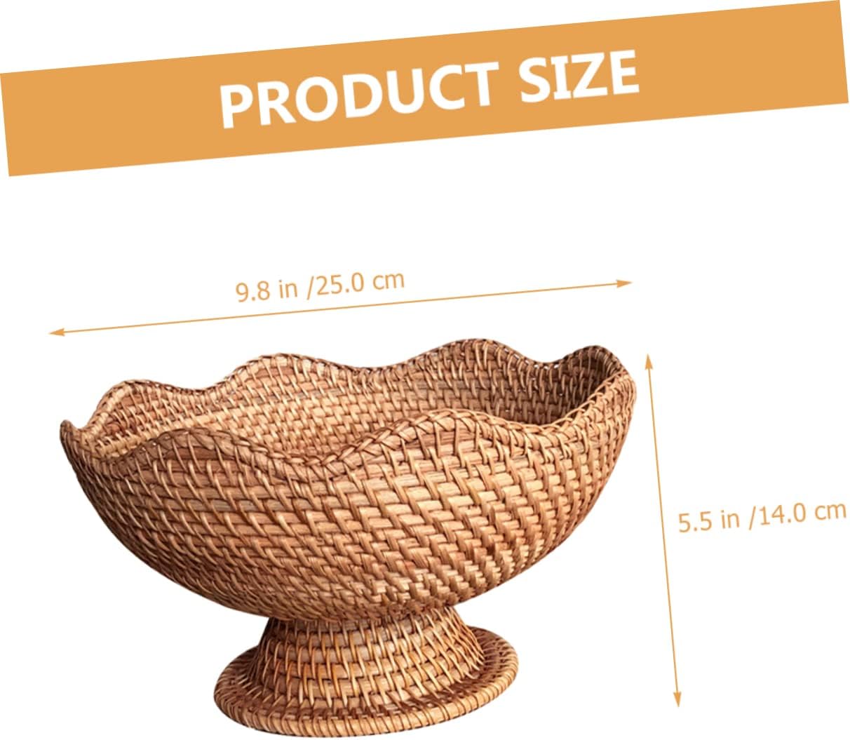 LABRIMP Rattan Decorative Bowl, 1L, Brown, Farmhouse Style, Woven Organizer Basket for Shelves, Food Serving Bowl, Snack Tray Basket