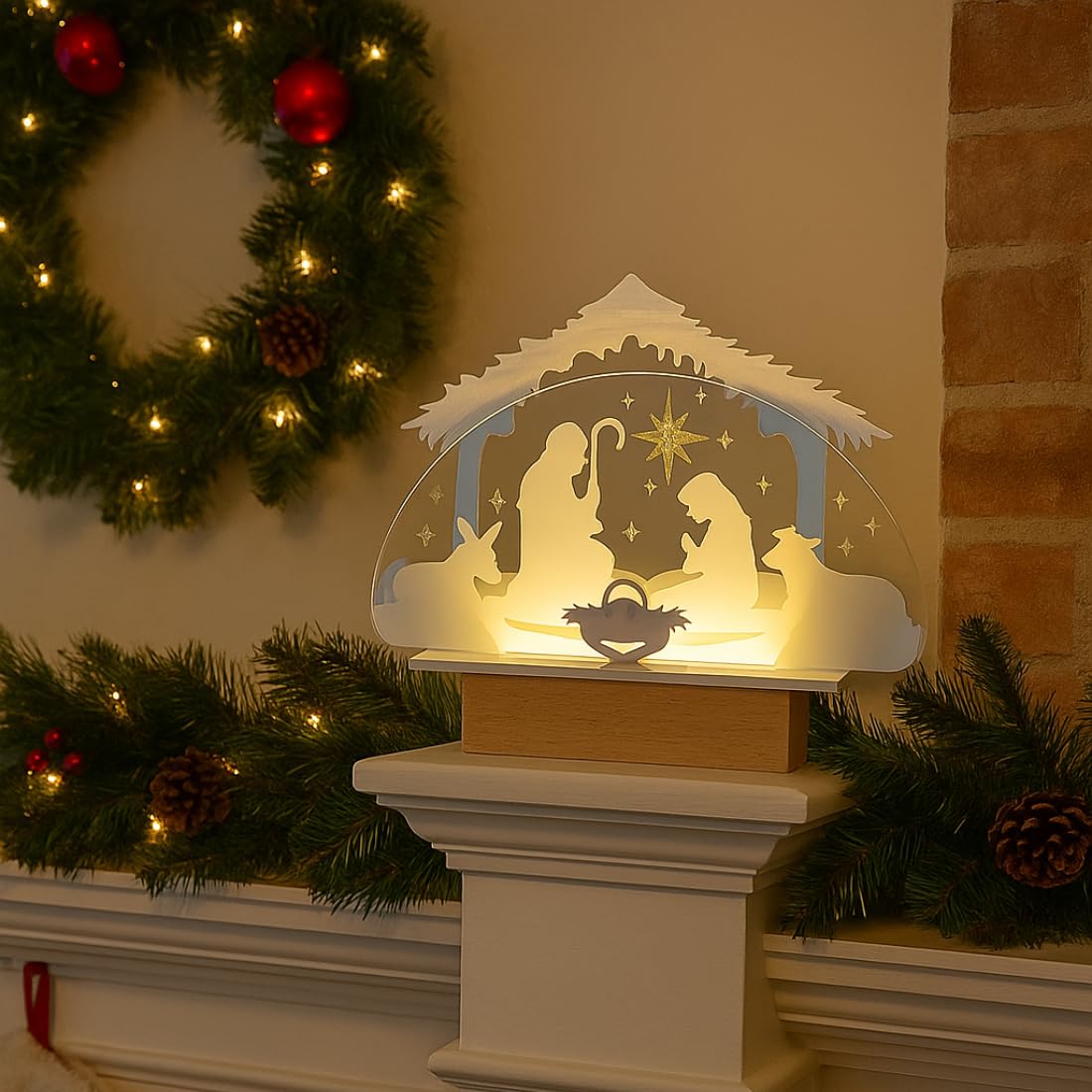 Lampe Crèche De Noël 3D En Papier Pliable - Décoration Lumineuse USB Pour Bureau Et Salon