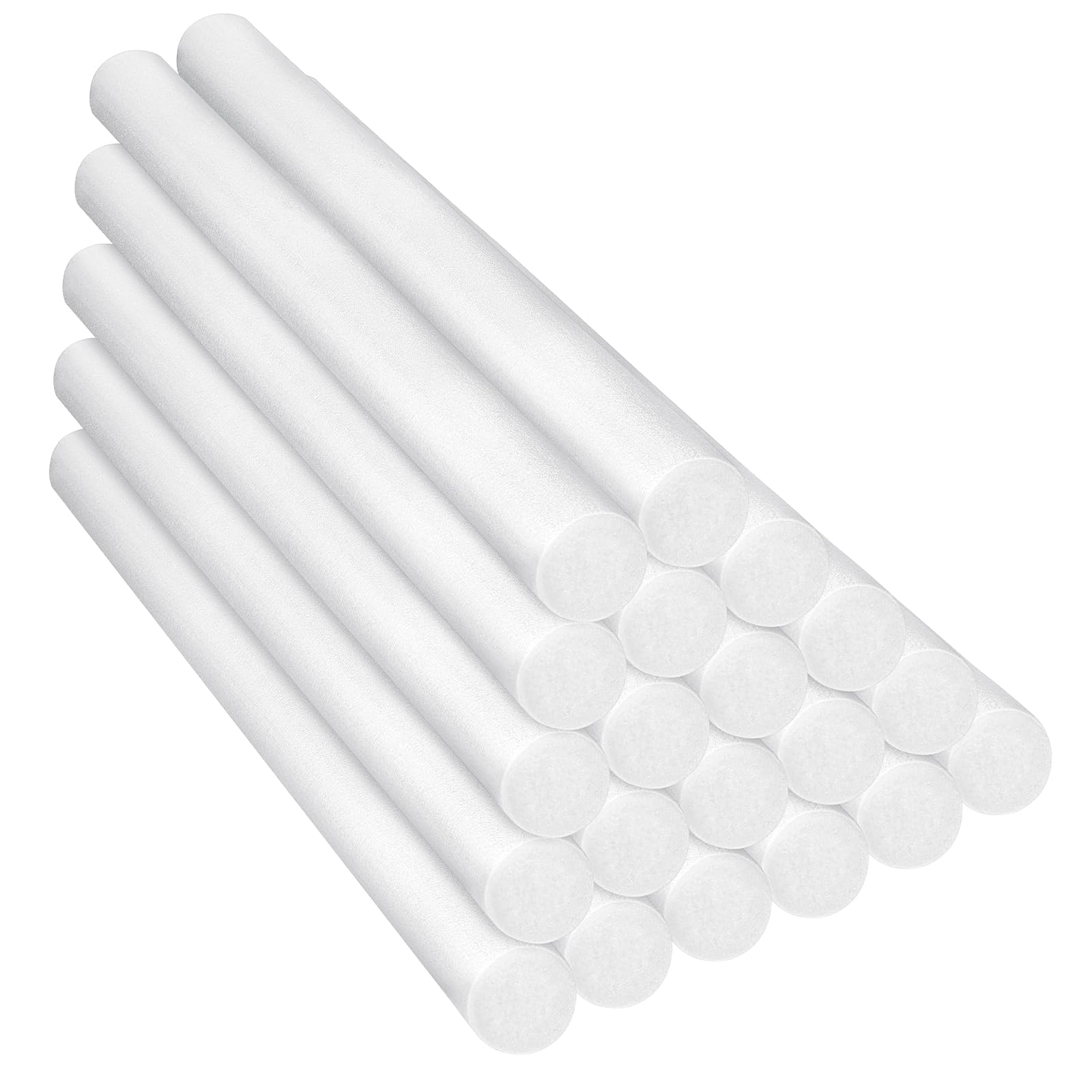 Frienda 20 Pcs Solid Pool Noodles 1.57 x 35.83 Inch Craft Foam DIY Craft Foam Swimming Pool Noodles Round Tube for Kids Floating Craft Projects(White)