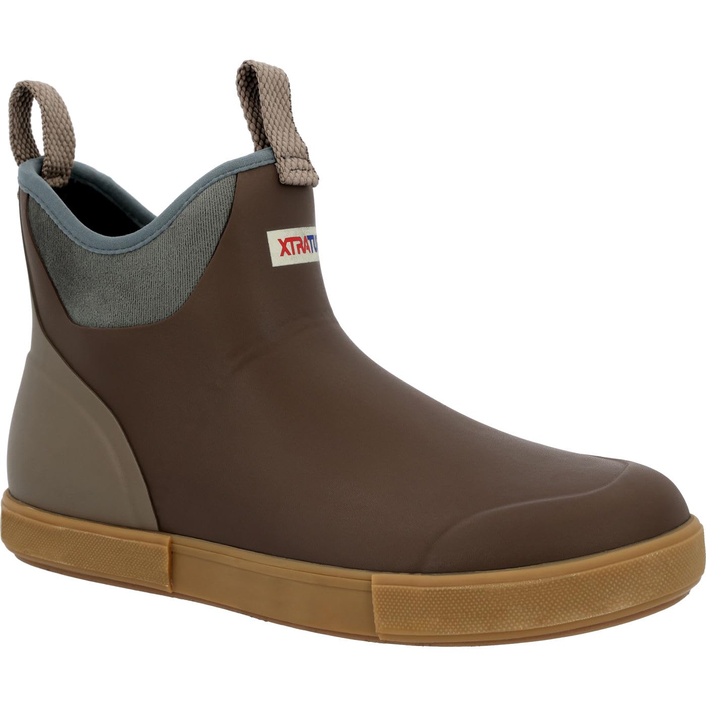 XTRATUF 6” Men’s Vintage Ankle Deck Boot - Lightweight, 100% Waterproof Rubber Footwear - Slip-Resistant Outsole - Moisture-Wicking Liner - Pre-Distressed Finish