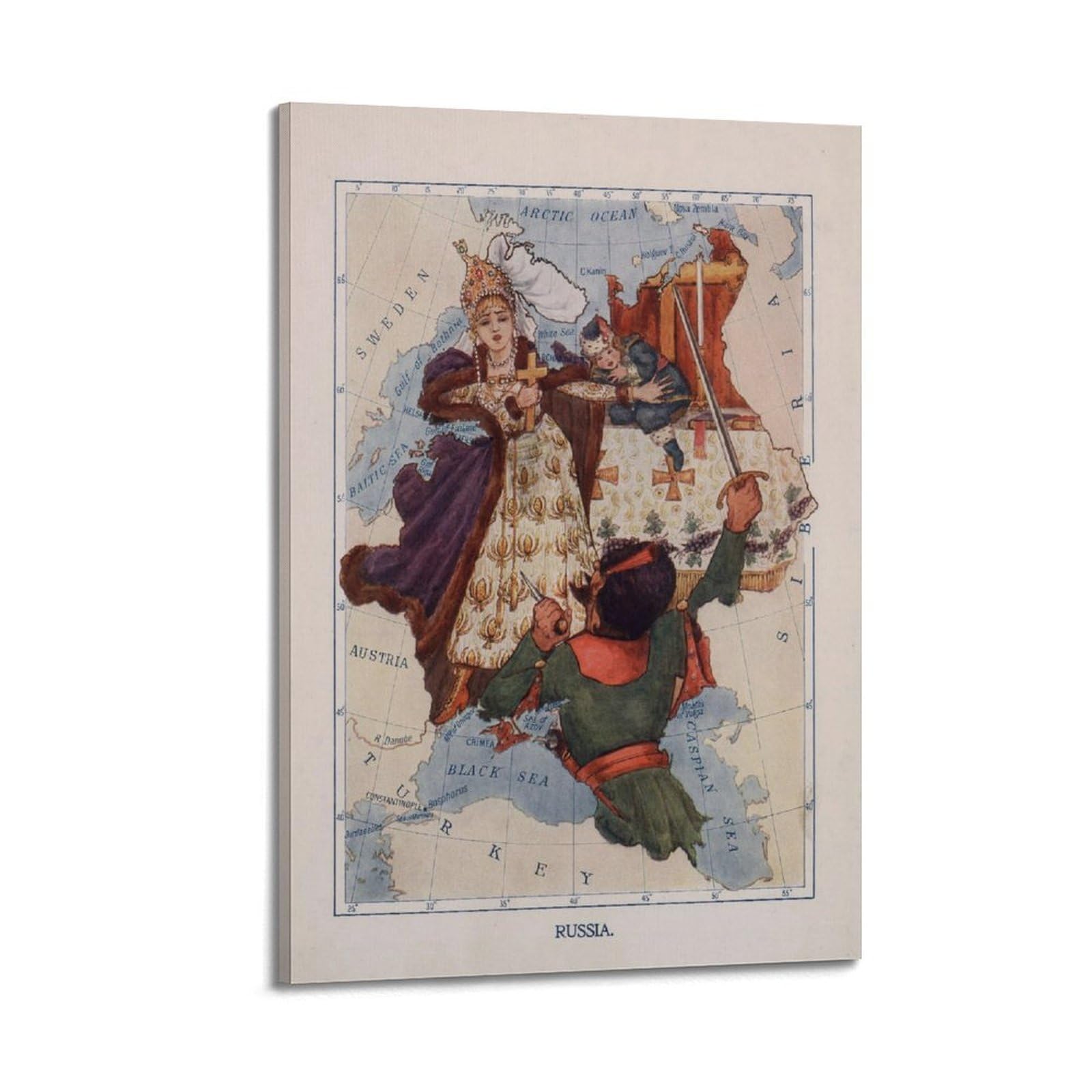 OKAHYS Vintage Travel Map Poster Russia Decorative Painting Canvas Wall Artworks Picture 20x30inch(50x75cm)