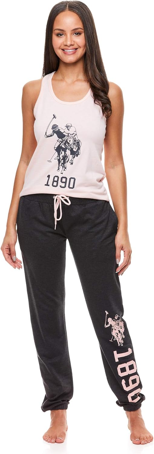 U.S. Polo Assn. Women's Lace Racerback Tank, Lounge Pants with Pockets Valentines Gifts for Her - Image 4