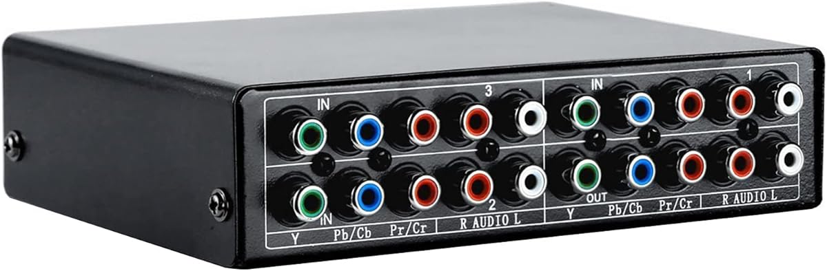 Linkstyle 3 in 1 Out Component AV Video Switch Box 1080P, 3 Way Composite 3 RCA AV Splitter RGB Selector Video Audio Switch Converter, for Xbox 360 Wii PS3 PS1 PS1 SNES DVD/VCD/STB/TV/HDTV