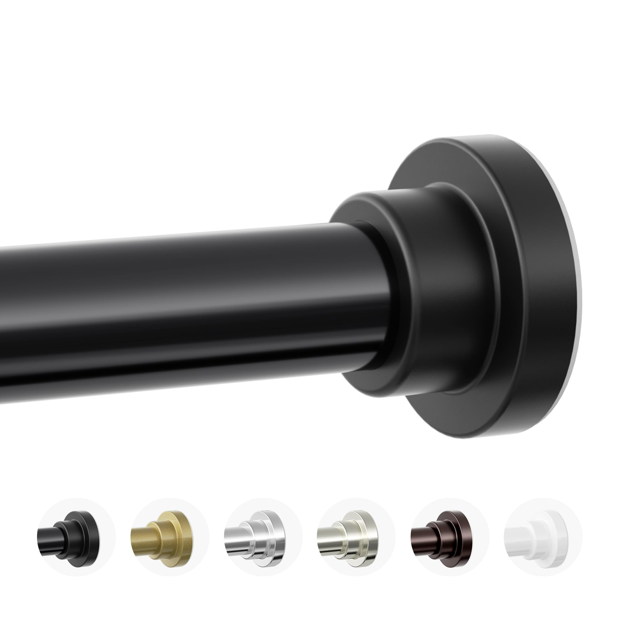 Photo 1 of Mcrbeay Shower Curtain Rod, 1" Diameter Heavy Duty Tension Shower Rod, Non Slip Adjustable 28-74 inch No Drilling Shower Curtain Rods Spring Tension For Bathroom, Shower Stall, No Rust, Black