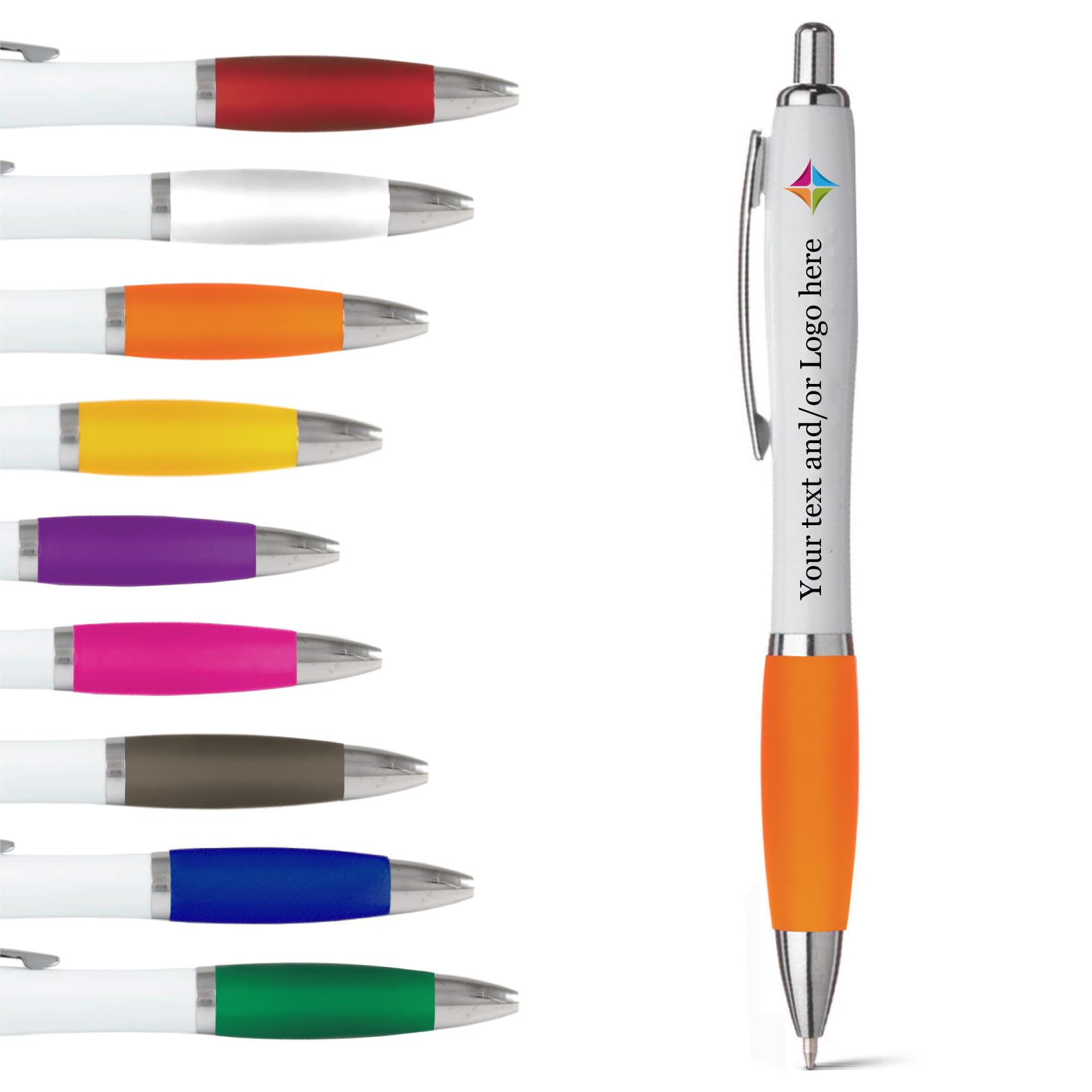 stika.co Set of 20 Orange Promotional Pens - Personalised Rubber Ballpoint Pens for School, Work, and Events - UV printed vibrant colors, with large branding space โ image 1