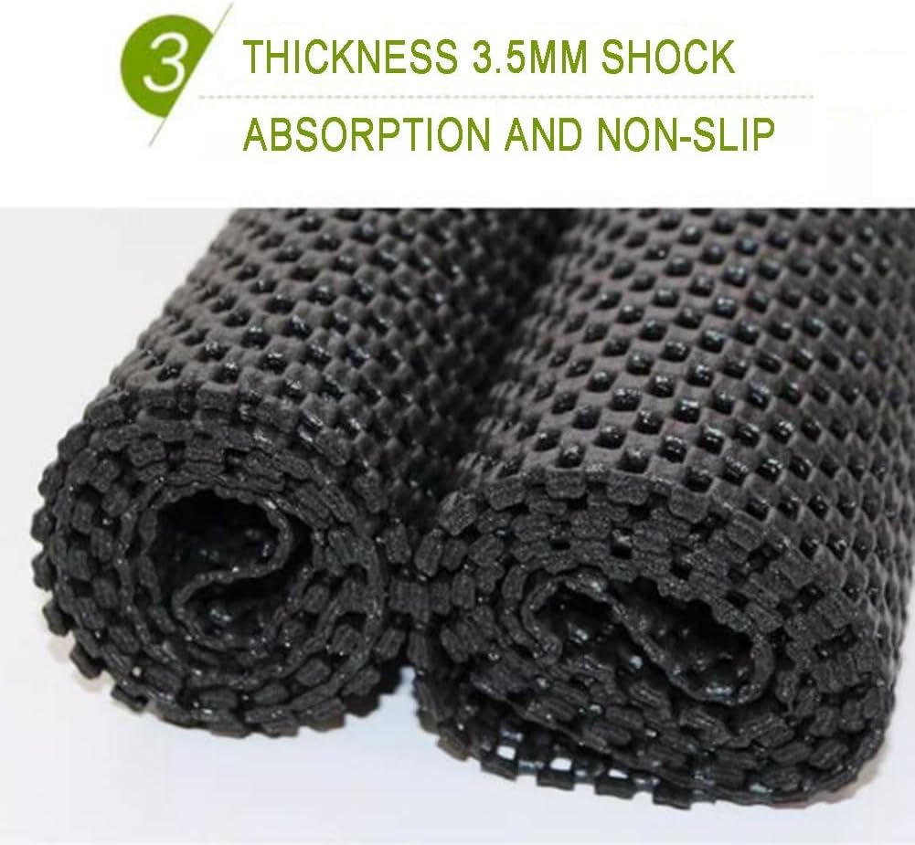 Multipurpose Non-Slip Mat, Non-Adhesive PVC Shelf Liner Kitchen Drawer Liner Roll Cabinet and Drawer Organization Pad Roll(Black,0.5"W x 19.7"L)