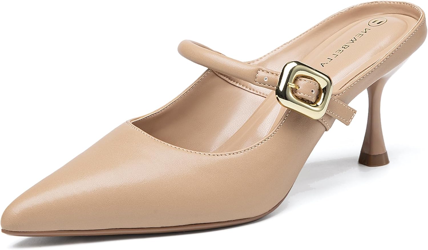 NEWBELLA Women's Heeled Mules - Faux Leather Comfort