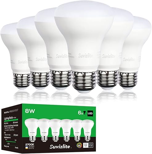 Miniatura 6 de Suvizlite Bombillas LED Br20 sin parpadeo, 8 W  45 W, 525 lúmenes, base E26, bombillas LED regulables, bombillas blancas suaves (2700 K), paquete de