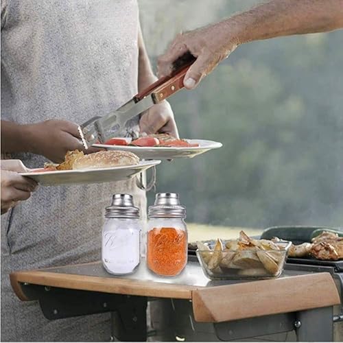 Miniatura 5 de Paquete de 4 tapas de acero inoxidable con sellos de silicona para dragar harina, mezcla de especias, azúcar, sal, pimientos y cualquier tarro de