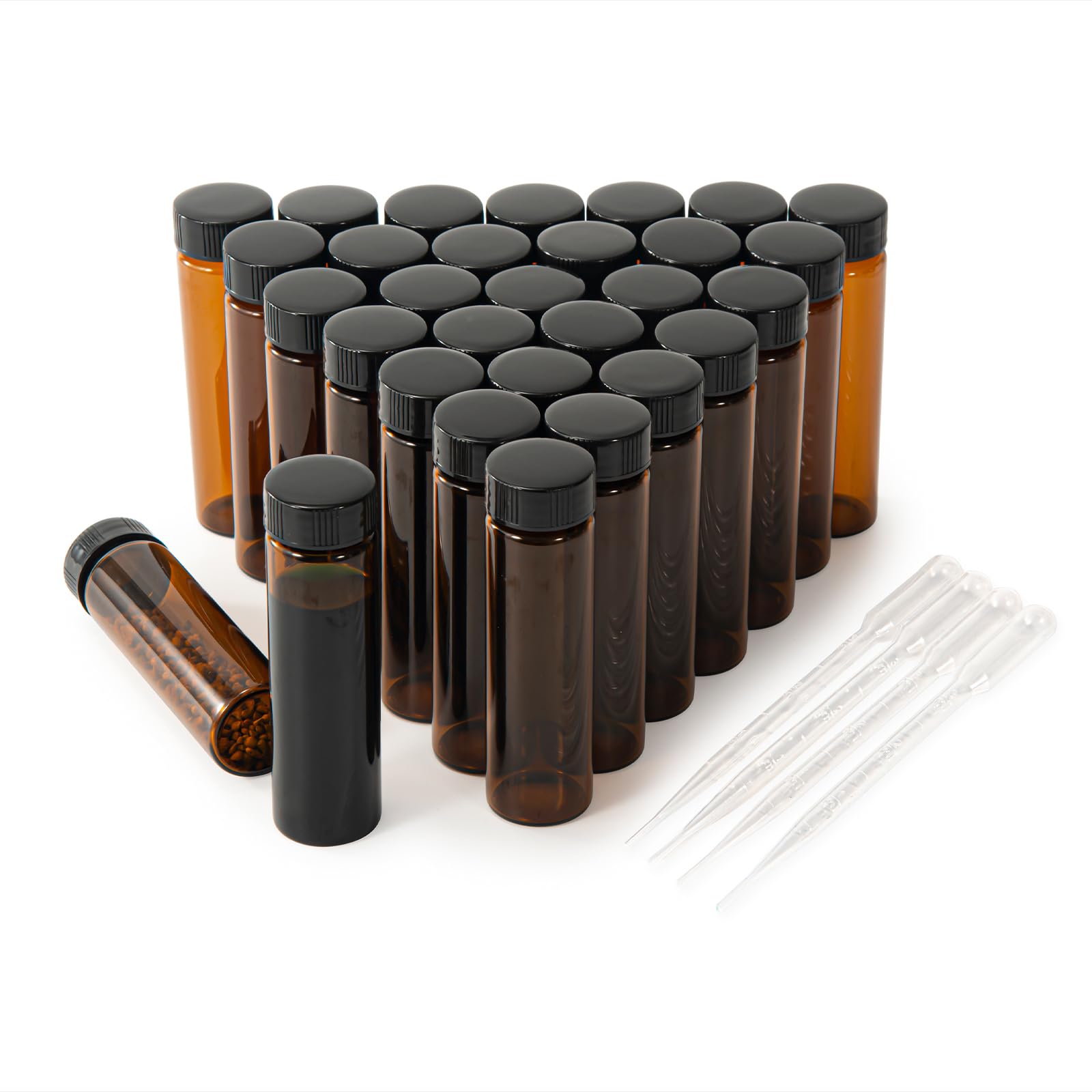 Flaconcini in vetro ambrato da 40 ml, 30 pezzi con tappi a vite (30 pezzi)