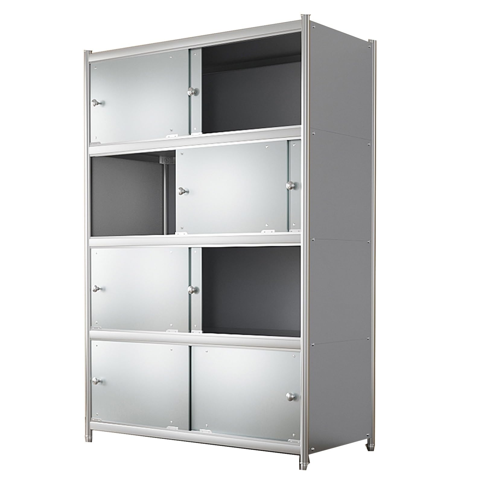 Wielowarstwowy stojak piekarski ze stali nierdzewnej z drzwiami przesuwnymi do przechowywania i organizacji kuchni, srebrny-60 x 50 x 180 cm