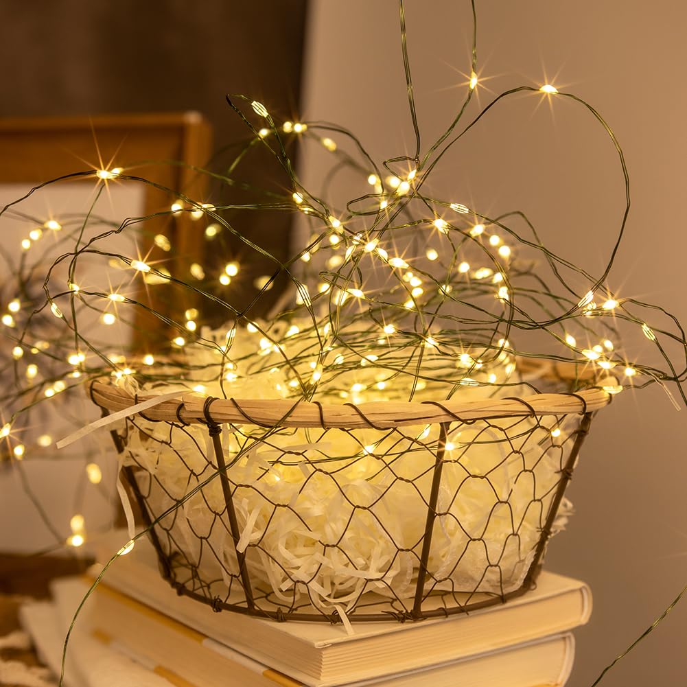 Stringa di luci da 120m con 1200 LED su fili di rame verdi, luci a LED impermeabili per esterni e interni con telecomando, ideali per albero di Natale, patio, giardini, cortile e piante.