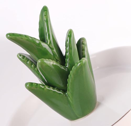 Miniatura 3 de Soporte para anillos de cactus verde, bandeja de joyería, collar, pulsera, organizador de cerámica para su madre novia, plato de 5 pulgadas