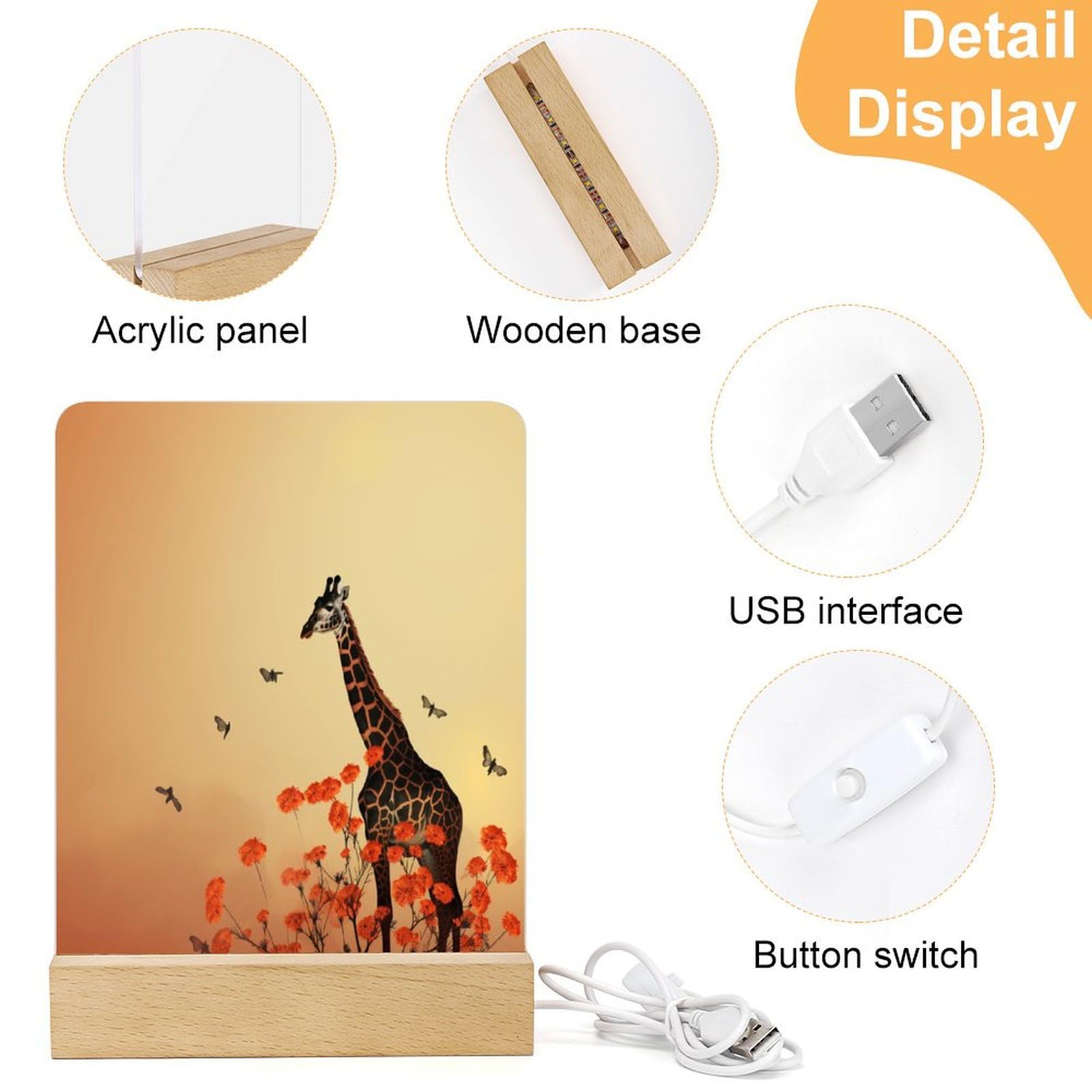 Lampada Notturna Giraffa Ricaricabile USB: Luce Morbida Per Cameretta E Regalo Bambini, Verde