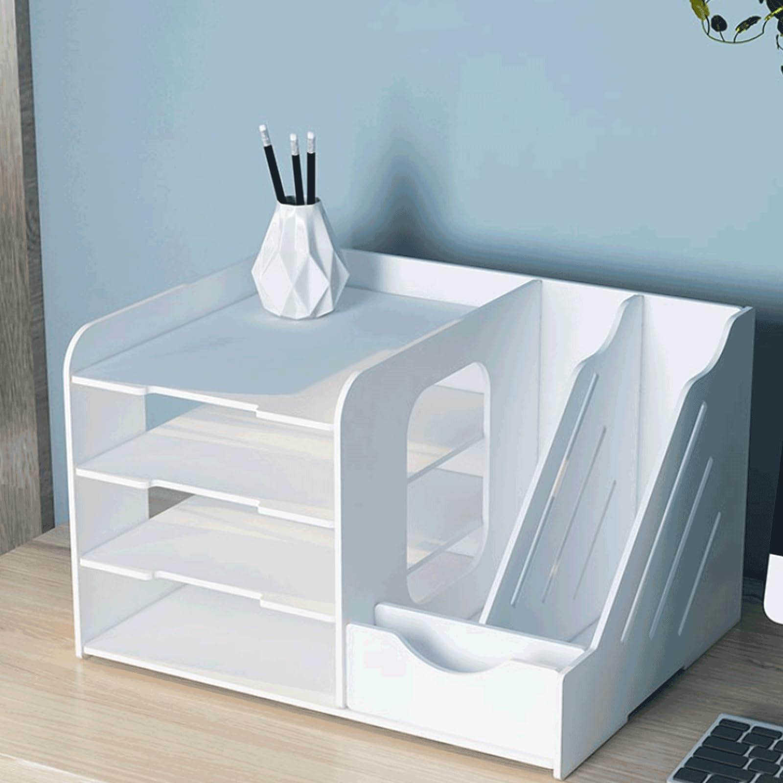 Práctico Cesta de Archivos de plástico, Caja de Archivos de Escritorio, Cesta de Archivos de Gran Capacidad, Organizador de Archivos de Escritorio Versátil
