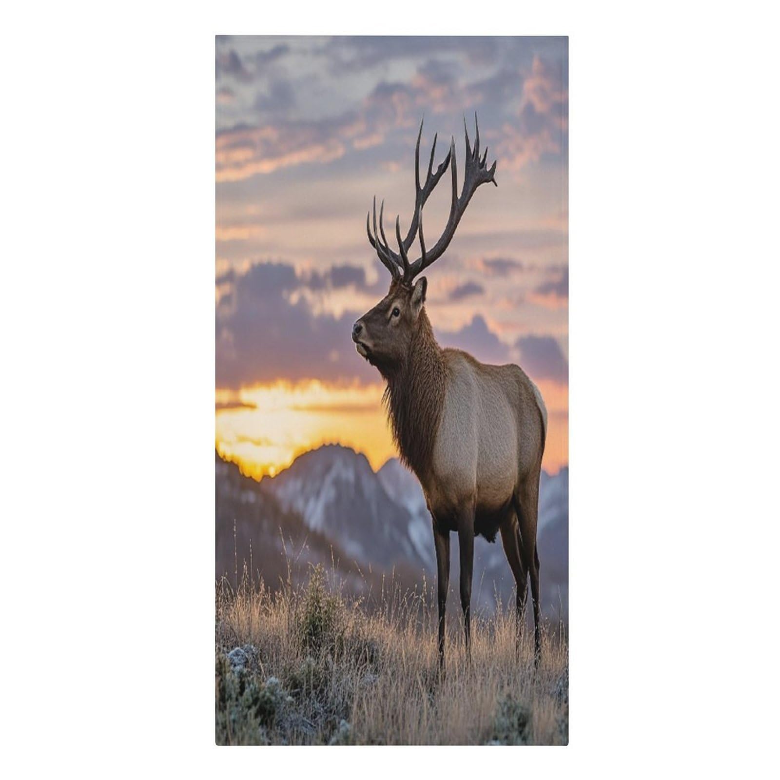 VstaDank Red Deer Bull Elk Sunset Beach Towel Vacation Essentials Sand Free Soft Quick Dry Swim Towels 61"x30" Modern Extra Large Towels Lightweight Microfiber Beach Towel for Swimming Pool