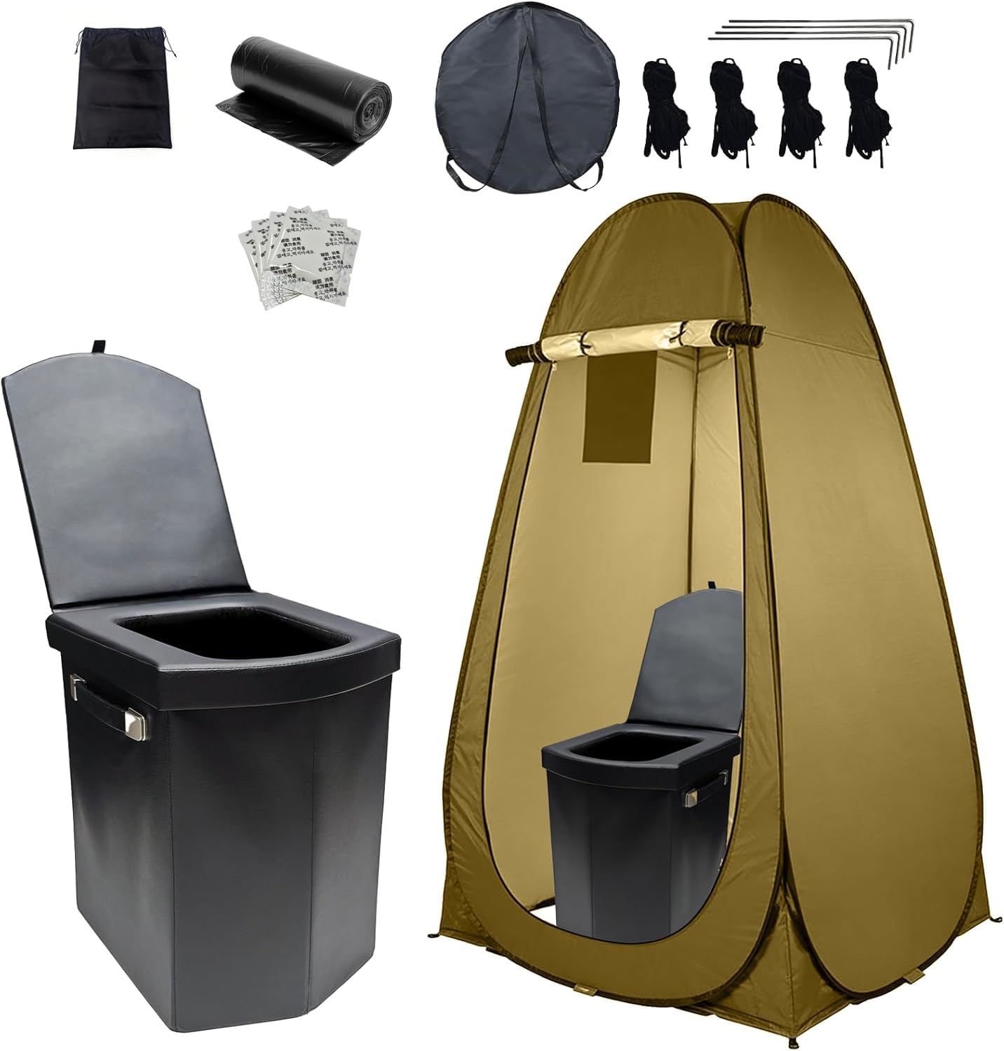 WETCEAOM Campingtoilette, Mobile Toilette, Trenntoilette, Tragbare Toilette für Draußen oder Drinnen,faltbares Töpfchen für Autocamping
