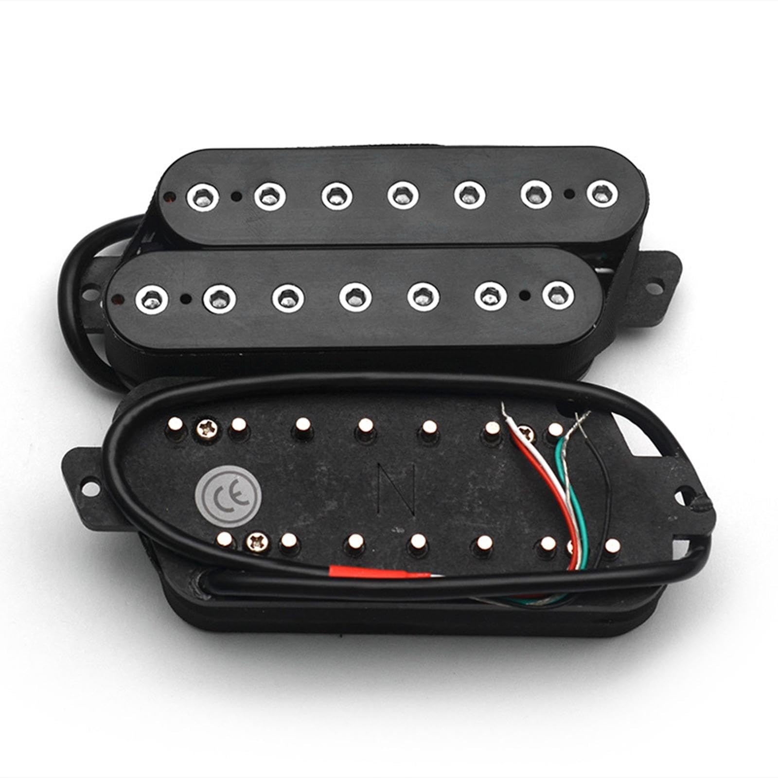 Gitarrentonabnehmer 7 Saiten Humbucker Prewired Doppelspule Ersatzteil Zubehör PP Material für Musiker Studio Heimgebrauch, Schwarz Silber 50 Mm