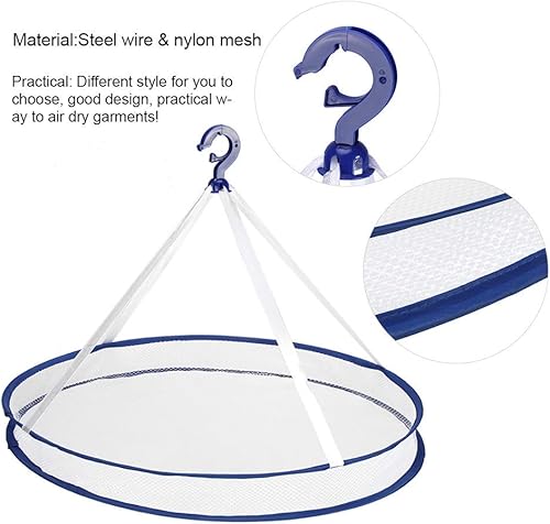 Miniatura 2 de Alvinlite Secador de suéter plegable, estante plegable para colgar ropa, cesta de secado de ropa de malla redonda plegable para interiores y
