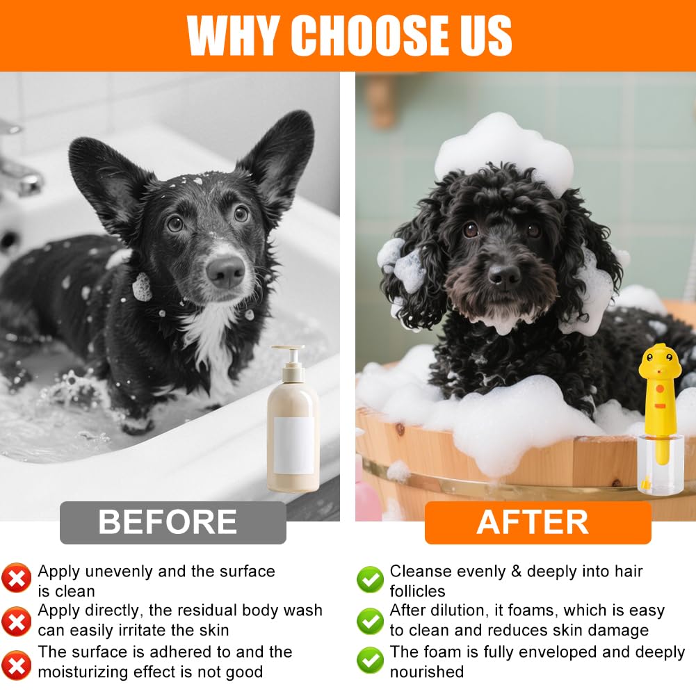 Distributeur de savon automatique pour chien, distributeur de savon en mousse pour baignoire pour chien, machine à mousse pour chien avec brosse pour chien, distributeur électrique de mousse pour