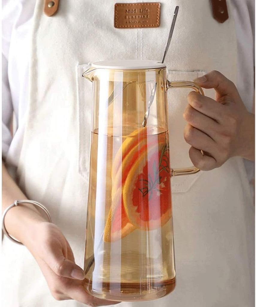 High Borosilicate Glass Pitcher 1.6L Jug with Lids Living Room,Office Water Filter Jar for Hot/Cold Juice,Tea,Milk And Coffee