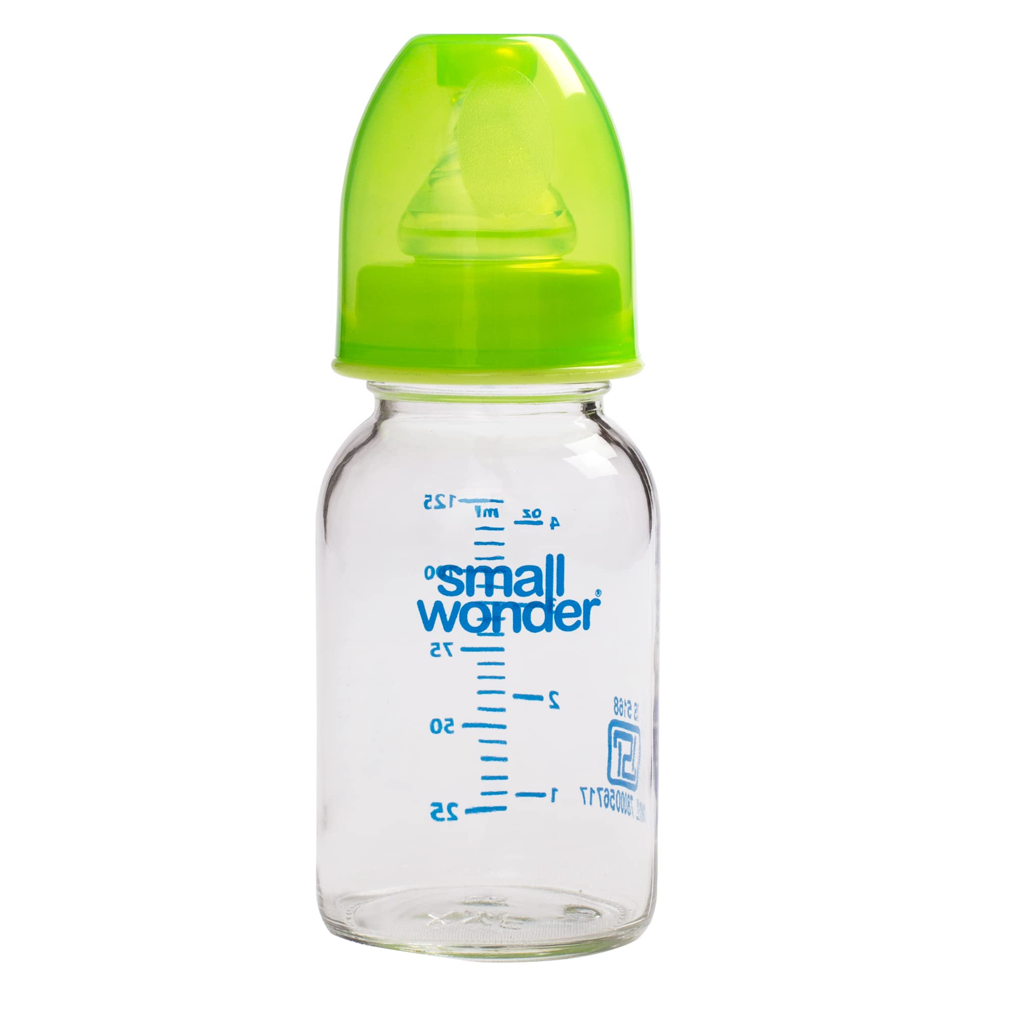 Small Wonder Borosilicate Glass Baby Feeding Bottle - 125 ml Pack of 1 | 100% BPA Free & Anti-Colic Silicone Nipple | Safe & Comfortable Feeding for Infants Green Colour-picture-34