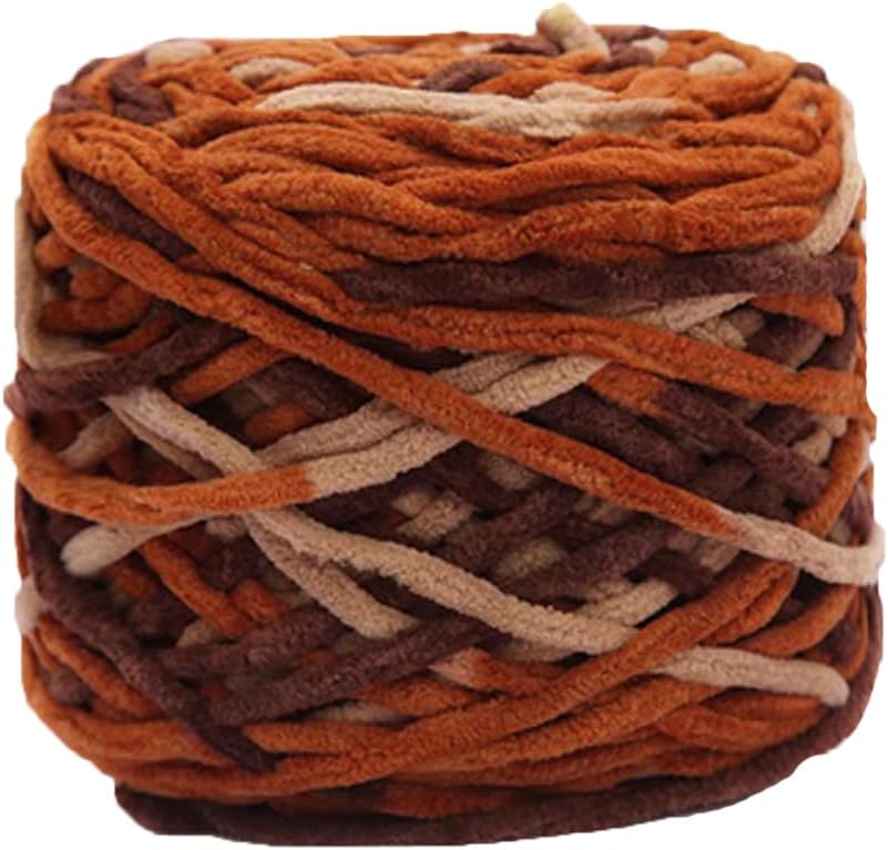 5 Skeins/825g DIY Knit Chenille Yarn Soft Warm Fluffy Chenille Yarns for Crochet Scarf Sweater Blanket Hat Bag Accessory Yarn Beige Coffee