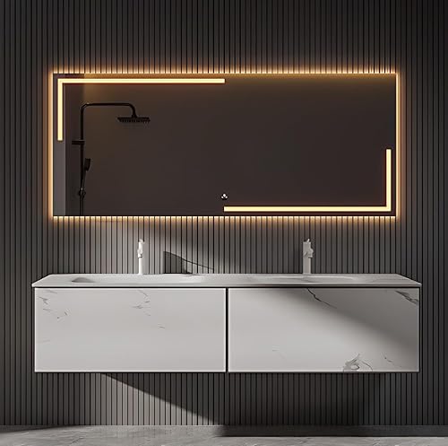 TIZAZO 80IN Light Gray Bathroom Vanity - Integrated Double-Sink Bathroom