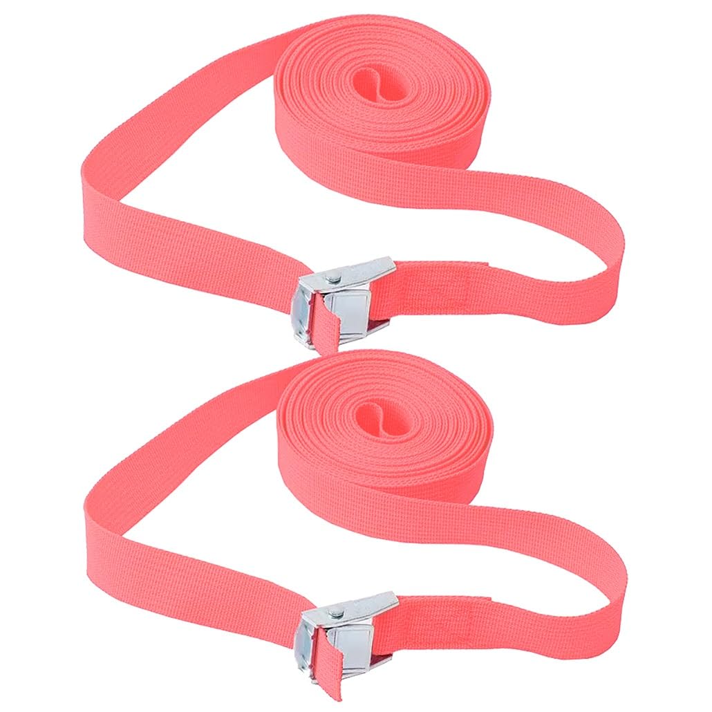 2 confezioni di cinghie di ancoraggio con fibbia a camma in metallo, cinghie di ancoraggio for camion da carico, barche, motociclette, kayak, carico fino a 551 libbre(Pink,6.0m/19.7Ft)