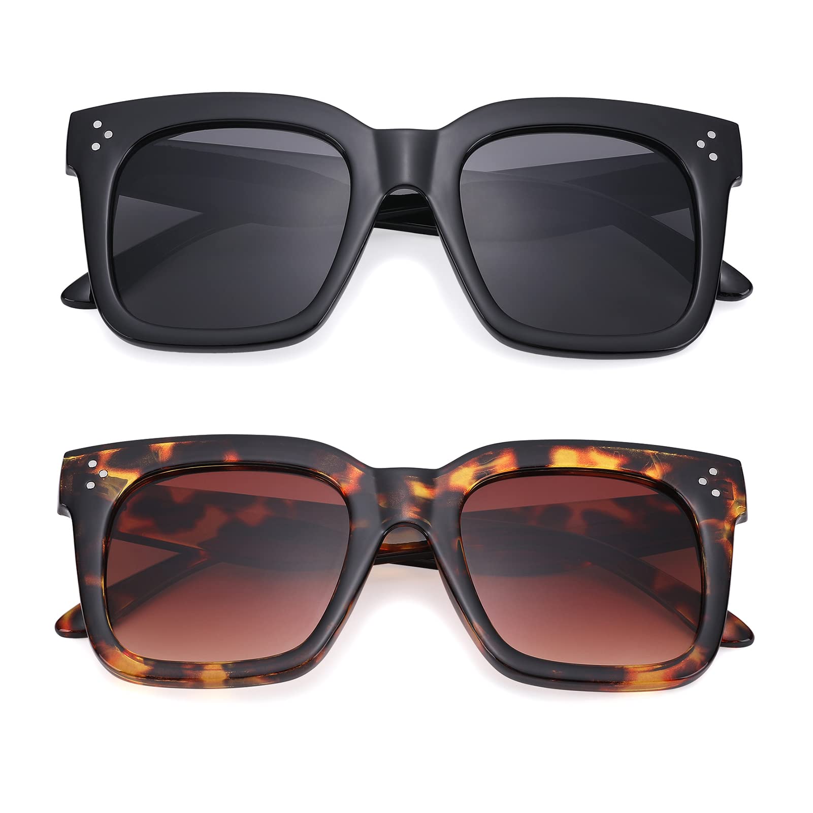 Bouryo Retro Oversized Square Sunglasses for Women Flat Lens Sun Glasses Gradient Shades UV400