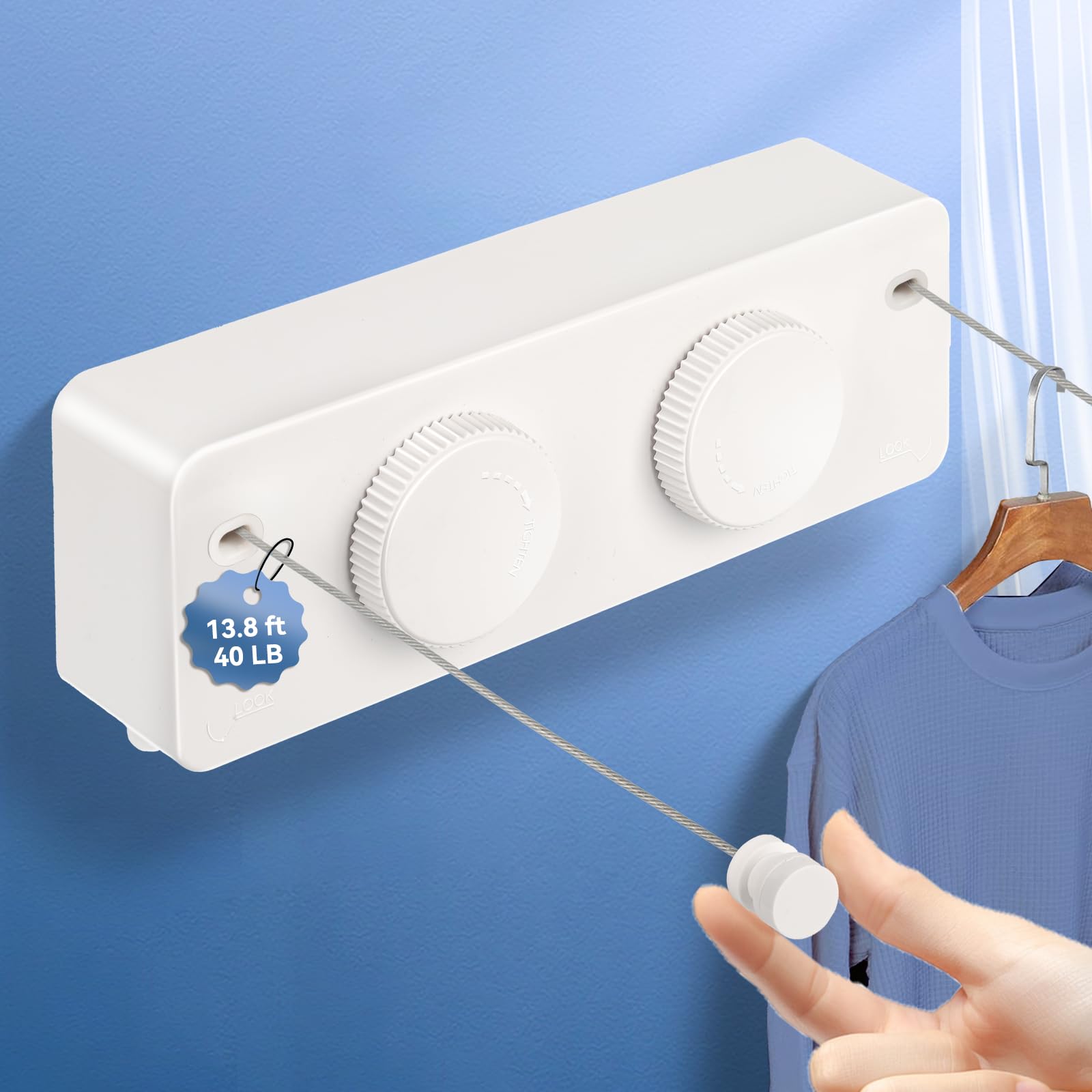 Tendedero De Ropa para Apartamen Corde à linge rétractable pour intérieur ou extérieur en acier inoxydable 304 - Convient pour les camping-cars, les voyages et les appartements - 4,2 m