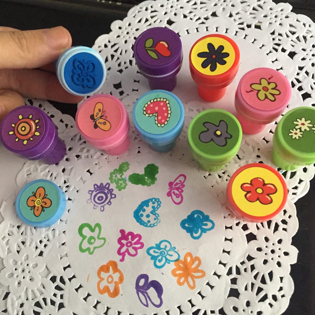 Sellos de flores de 30 piezas, kit de sellos de flores de primavera para niños, autoentintado para rellenos de huevos de Pascua y recuerdos de cumpleaños y bolsas de golosinas y