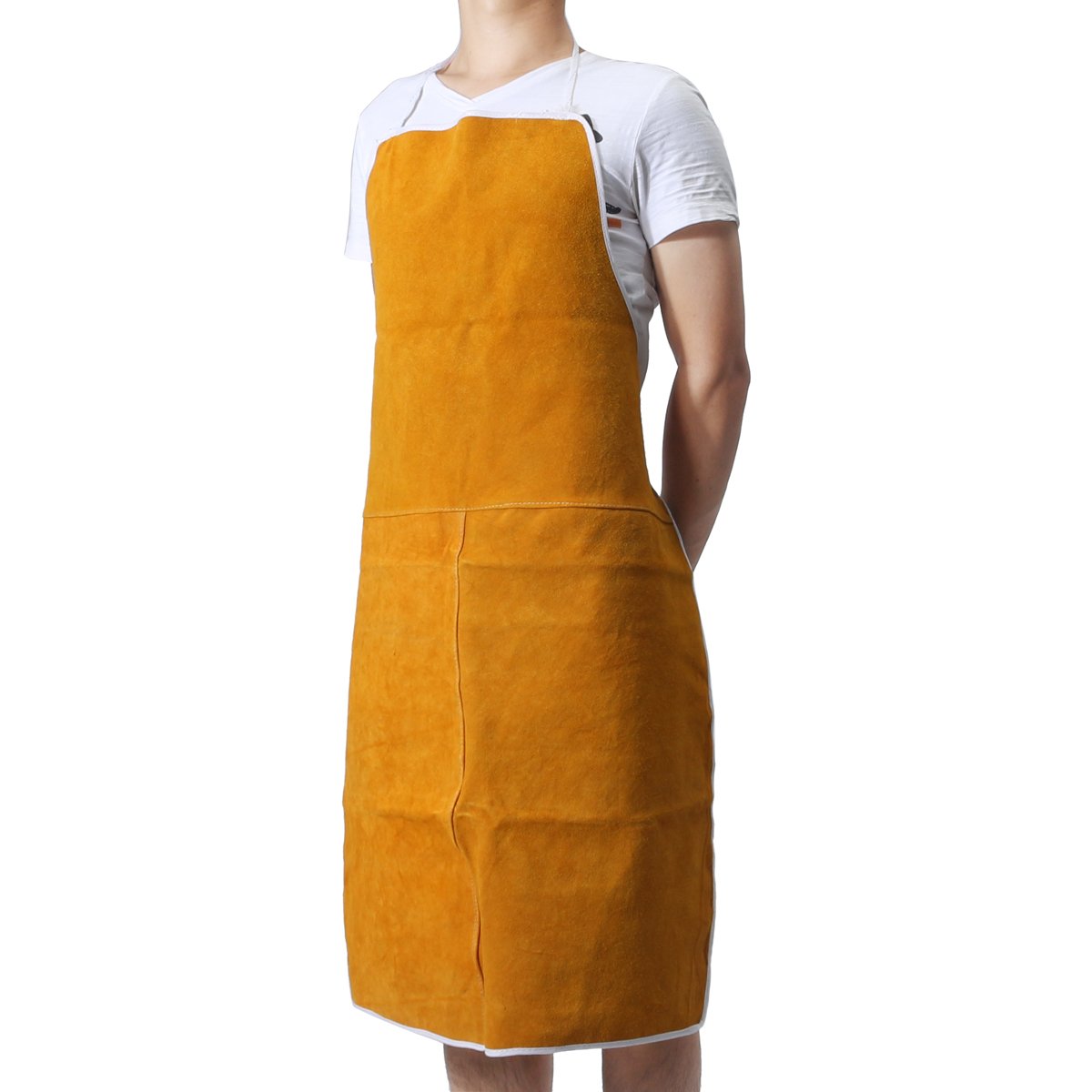 MASUNN Tabliers en Cuir De Vache De Soudure Protection D'Isolation Thermique Soudeurs Forgeron 93X64Cm