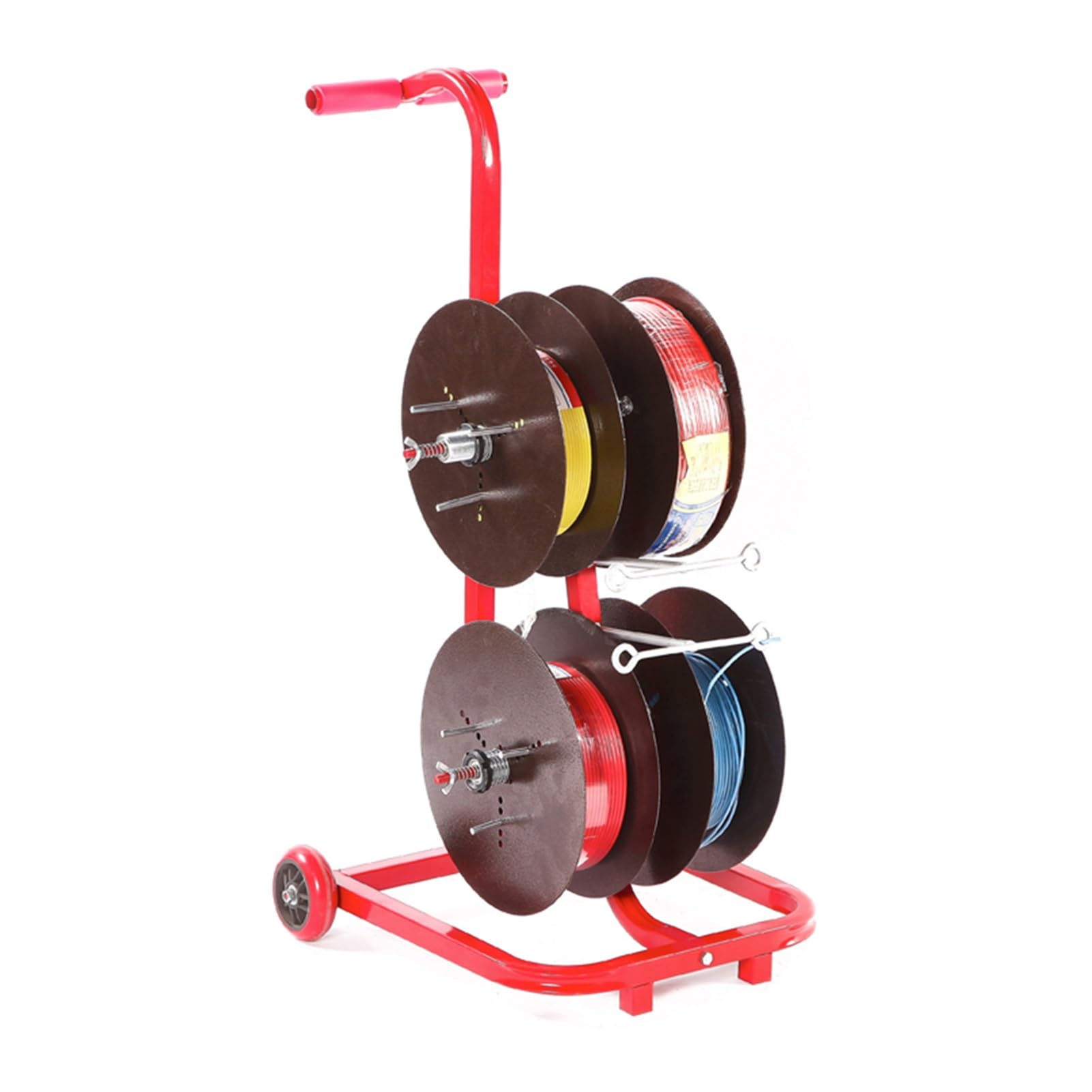 ZFUCMAYL Wire Spool Rack,8 Axle Cable Caddy,Transportable Wire Spool Rack Dispenser,Work Independently,Mobile Cart for Workplace Efficiency(4 Reel)