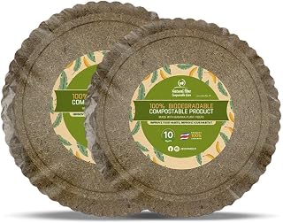 Compostable Ware by BioWare Costa Rica 100% Biodegradable Compostable Plates Made With Banana Plant Fibers, Water Resistant, Eco-Friendly, Sustainable, Odor Free (40, 9 x10 Inch), Brown