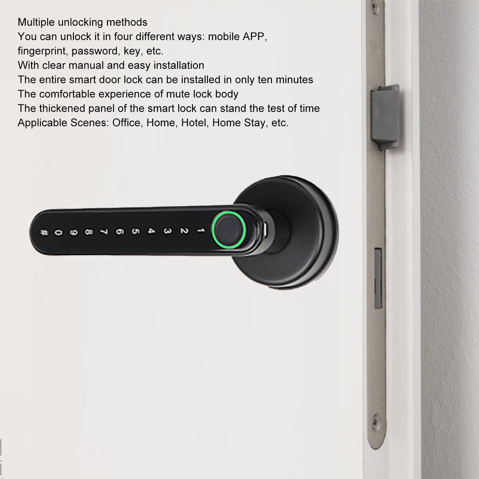 Serrure de Porte Intelligente en Alliage de Zinc, Serrure de Porte Intelligente à Digitales, Panneau épais avec Contrôle APP pour la Maison