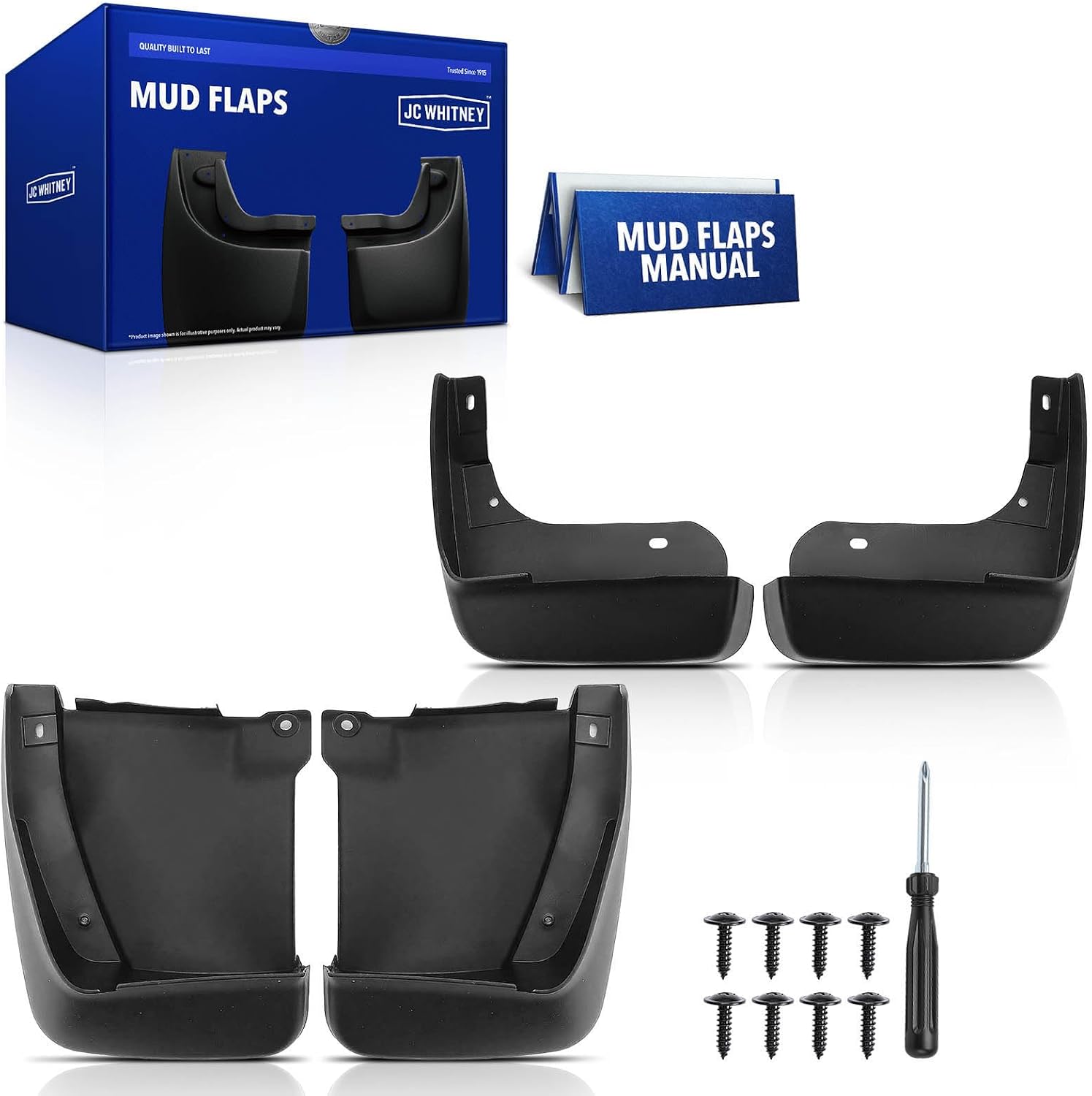 JC Whitney JFBAJCWSG00474 Set of 4 Front and Rear Mud Flaps Splash Guards - Compatible with Honda Accord 2003-2007