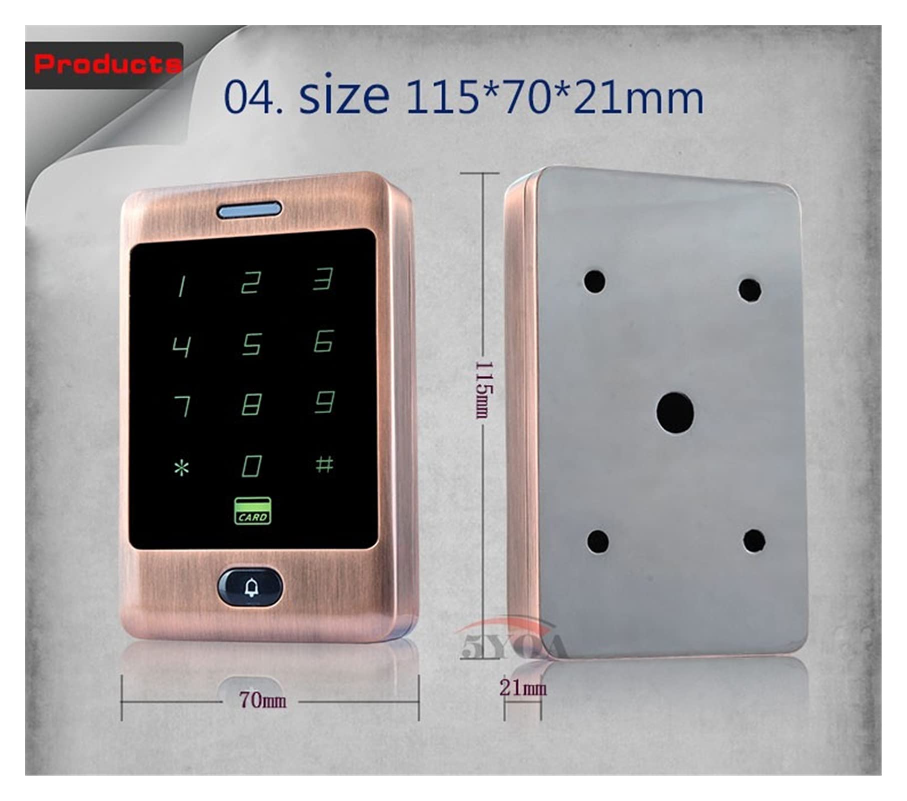 Wodoodporny Dotykowy Kontrola Access Metal Electronic Drzwi Zamek Elektryczny Otwieracz Bramy Inteligentny Klawiatura Case Reader ID(Fat Light Green)
